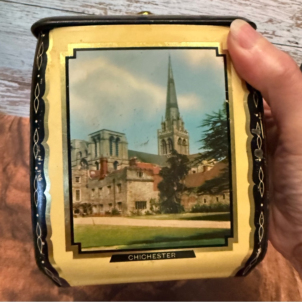 Vintage English toffee tin box was made in England by Edward Sharp black & gold - Picture 2 of 9